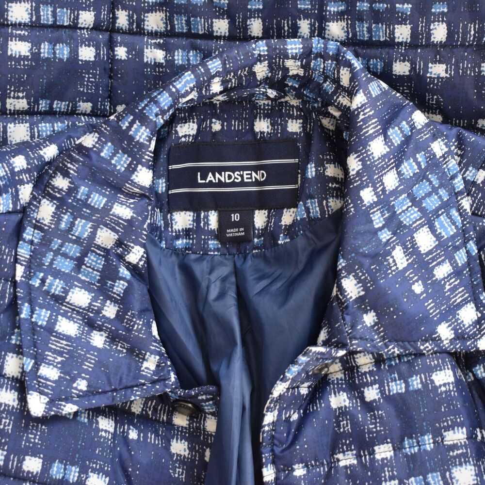 LANDS' END Women's Light Puffer Jacket Blue Size 10 - Picture 7 of 10